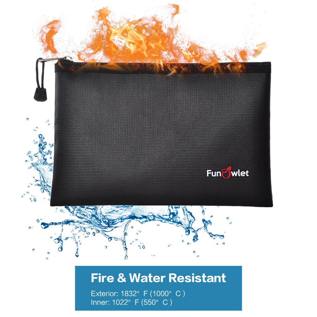 Fireproof Safe Money Document Bags 2 Pack 13.4″ x 9.8″ and 10.6″ x 6.