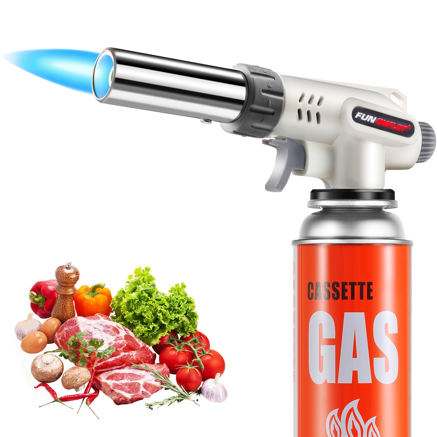 Camping Gas Seese Blow Torch Kitchen Blow Lighter - Culinary Torches Chef Cooking Professional Adjustable Flame Shape Strength With Reverse Use For Creme, Brulee, BBQ, Baking, (Butane Fuel Not Included Butane Torch