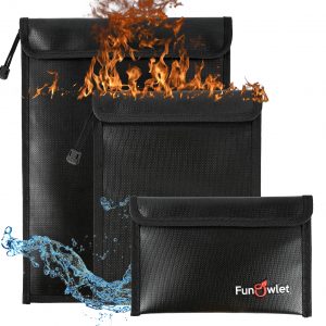 Fireproof Document Bags Waterproof Money Bag 13”x9.8” Fire and Water Resistant Safe Storage Pouch with Zipper for File Cash Passport Tablet and Legal Documents 